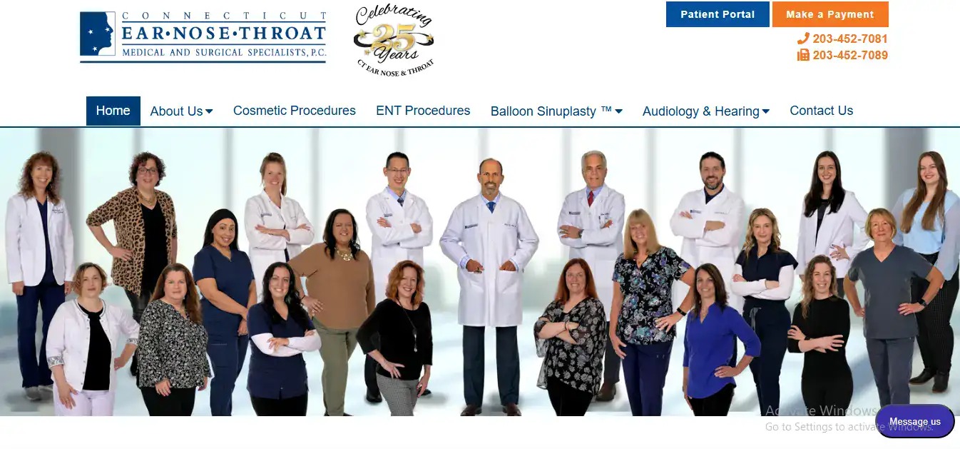 ENT Doctors CT healthcare website