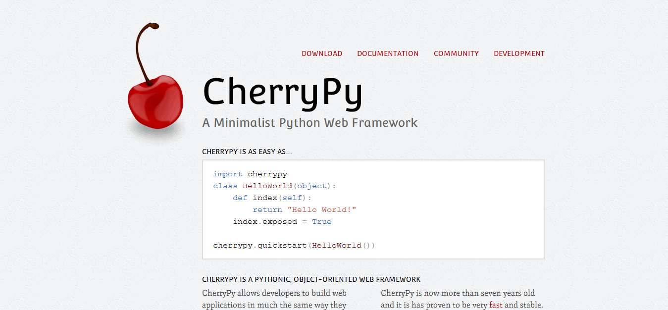 CherryPy — A Minimalist Python Web Framework