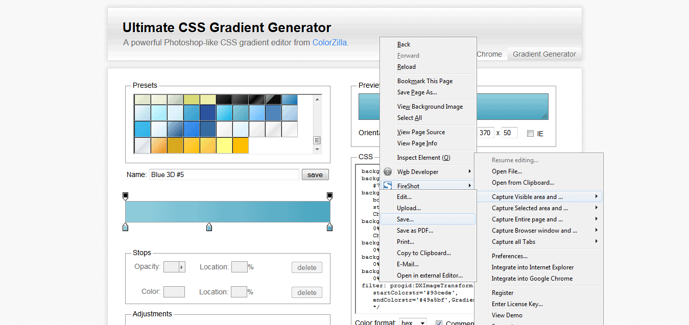 Ultimate CSS Gradient Generator - ColorZilla_com