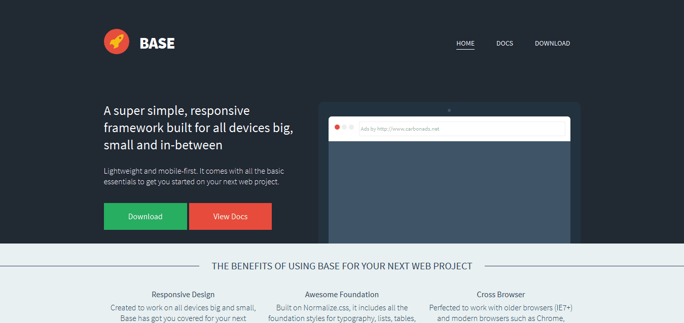 Base - A super simple, responsive framework designed to work for mobile devices, tablets, netbooks and desktop computers