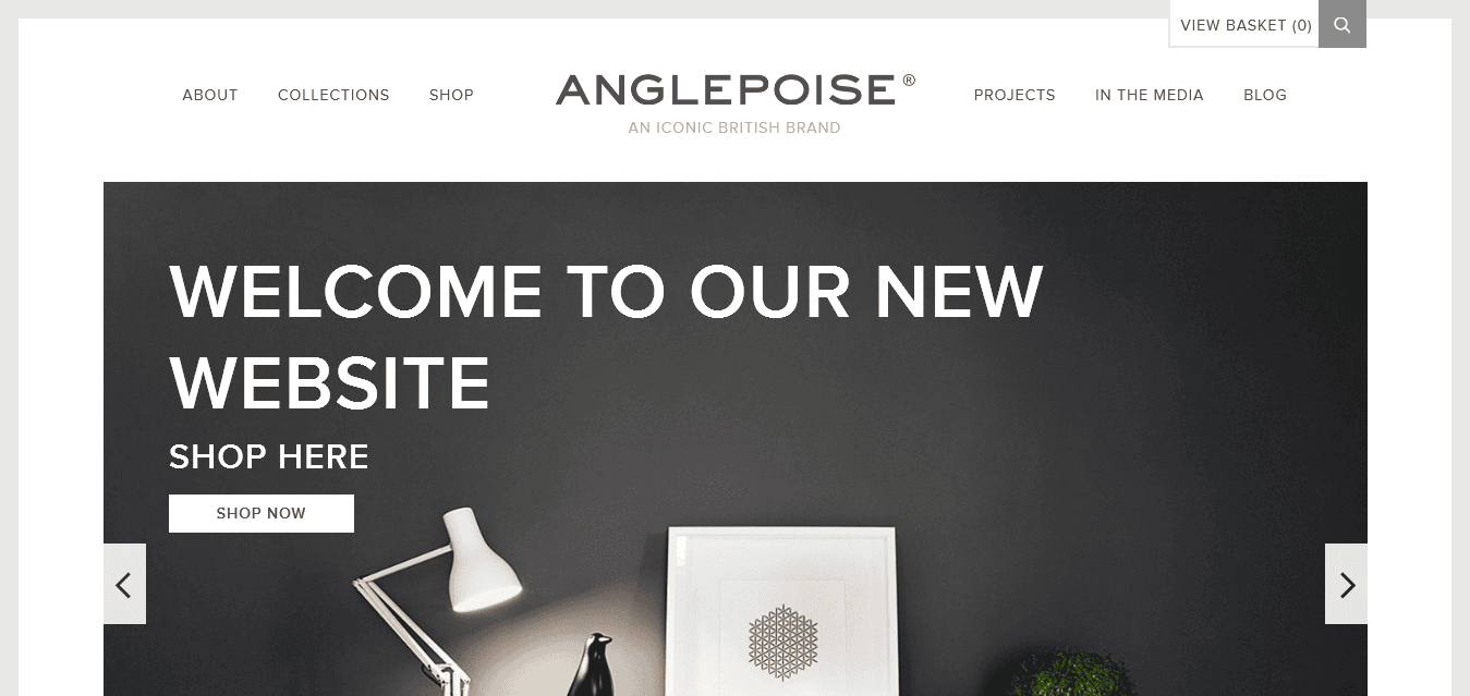 Anglepoise - web design websites