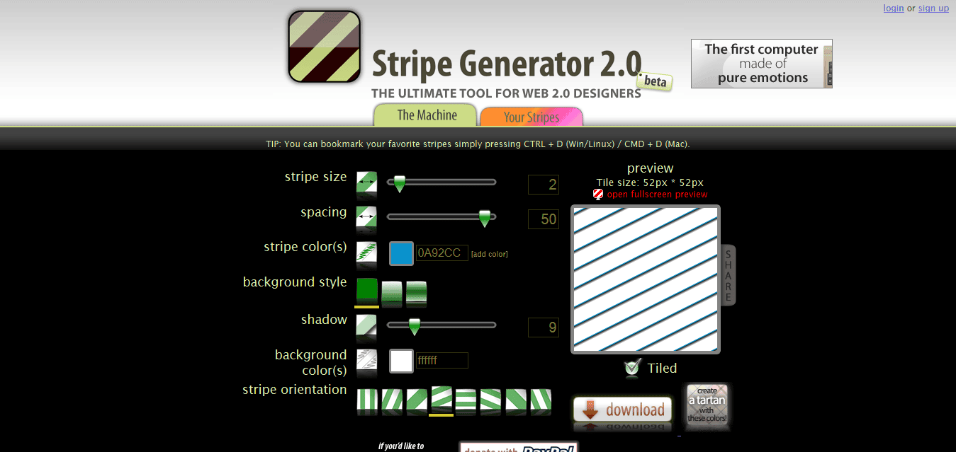 Stripe Generator - ajax diagonal stripes background designer