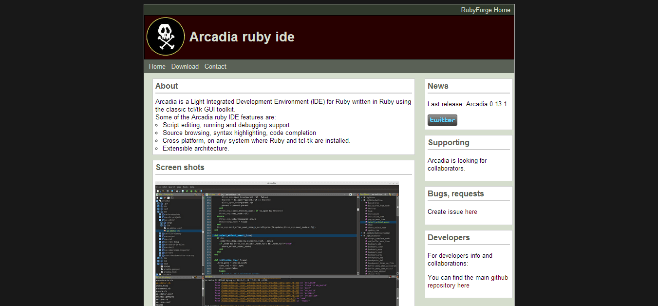 Arcadia ruby ide