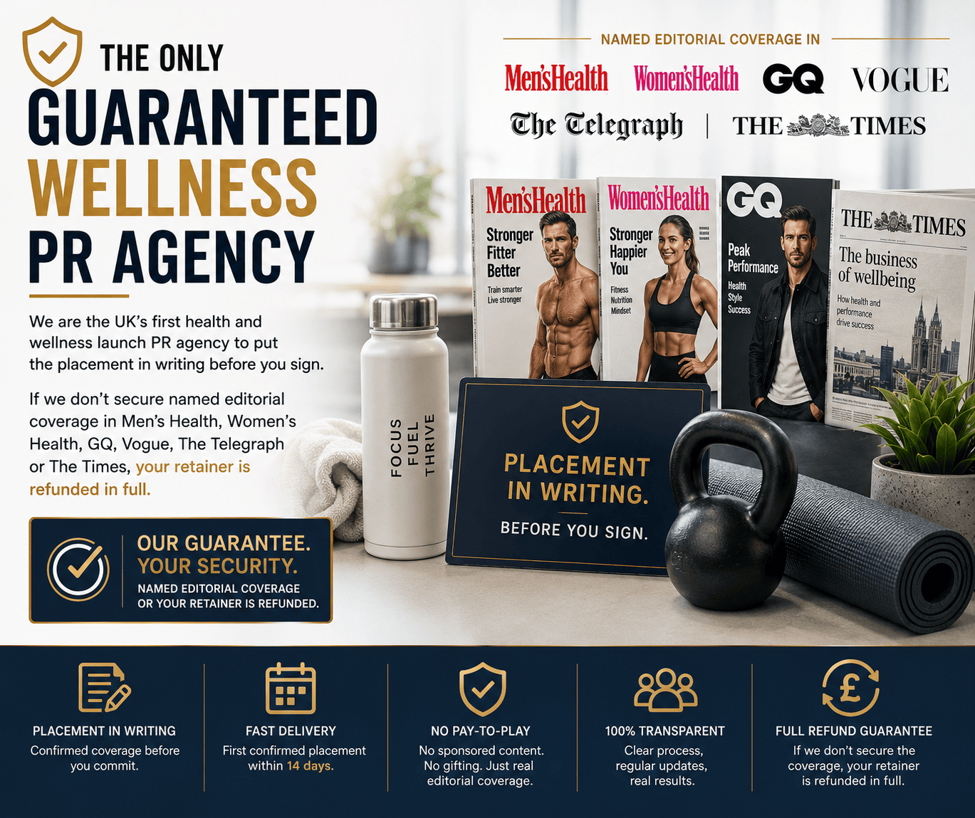 Guaranteed wellness and fitness brand press coverage secured for a UK client