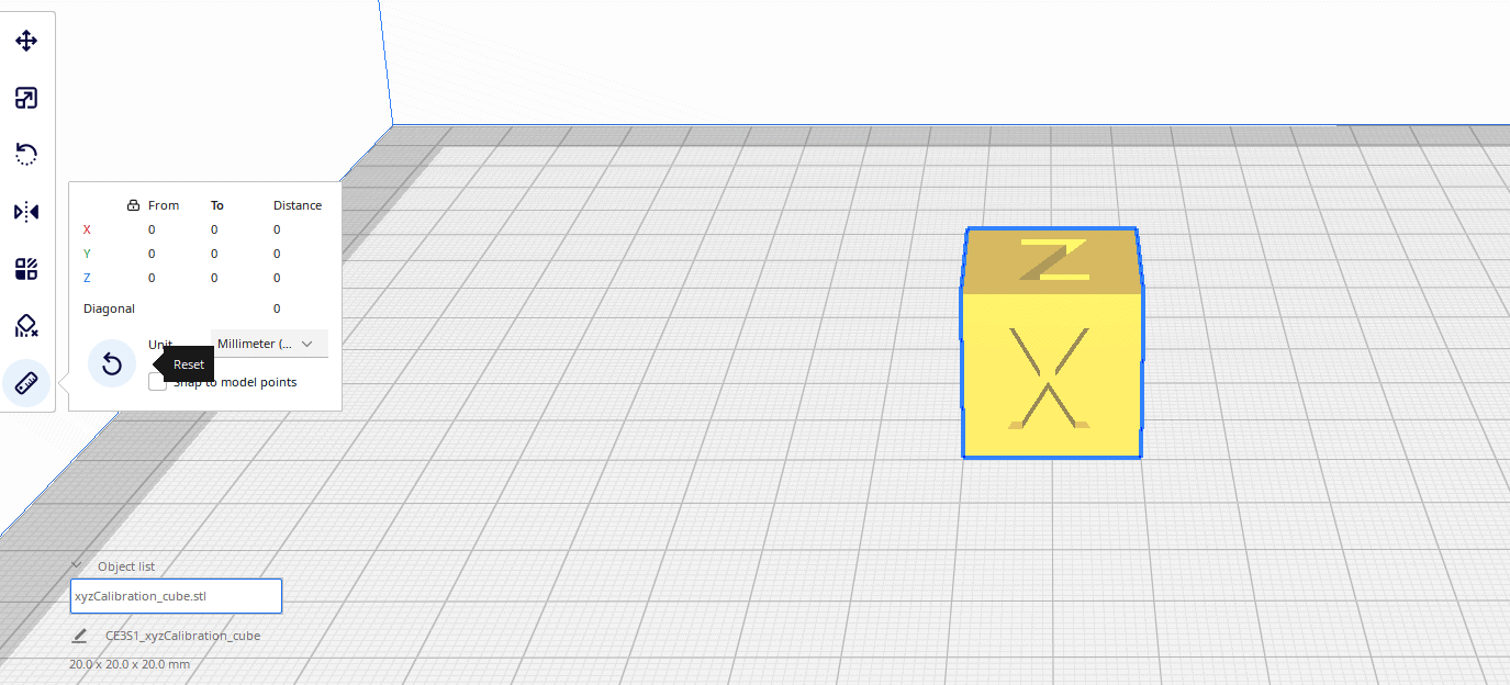 cura measure tool resetting measurements