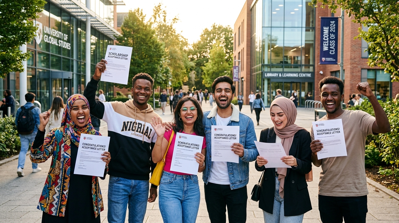 International students celebrating fully funded scholarships for international students 2026