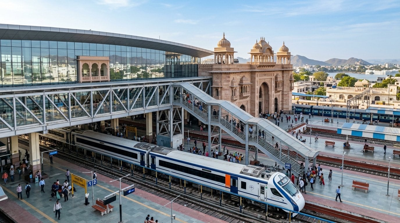 Udaipur railway station redevelopment modern terminal and 72m air concourse