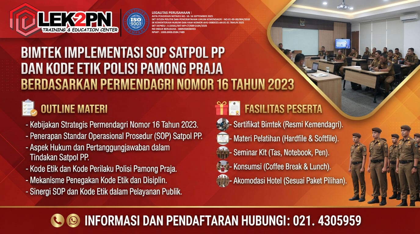 Bimtek Implementasi SOP Satpol PP dan Kode Etik Polisi Pamong Praja Berdasarkan Permendagri Nomor 16 Tahun 2023