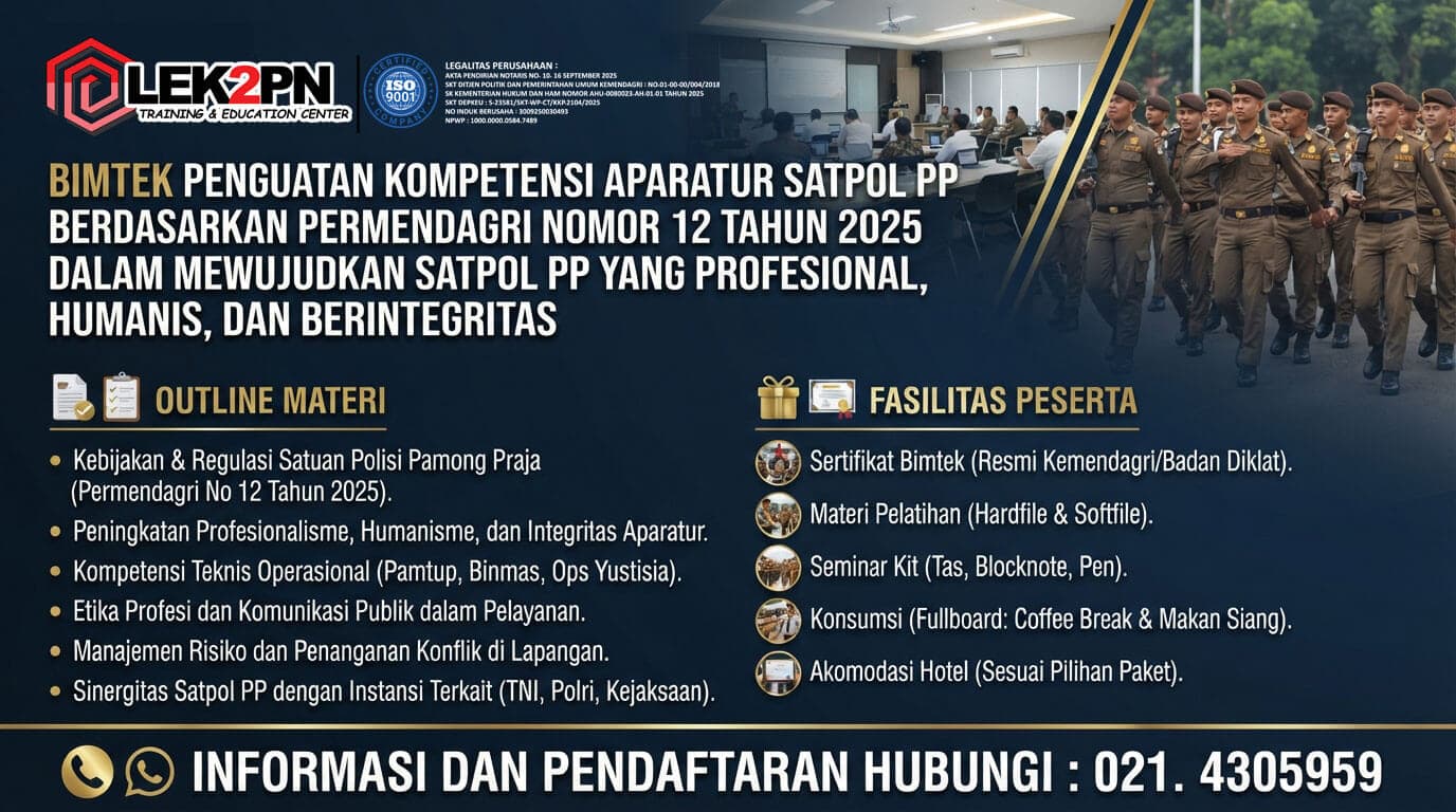Bimtek Penguatan Kompetensi Aparatur Satpol PP Berdasarkan Permendagri Nomor 12 Tahun 2025 dalam Mewujudkan Satpol PP yang Profesional, Humanis, dan Berintegritas