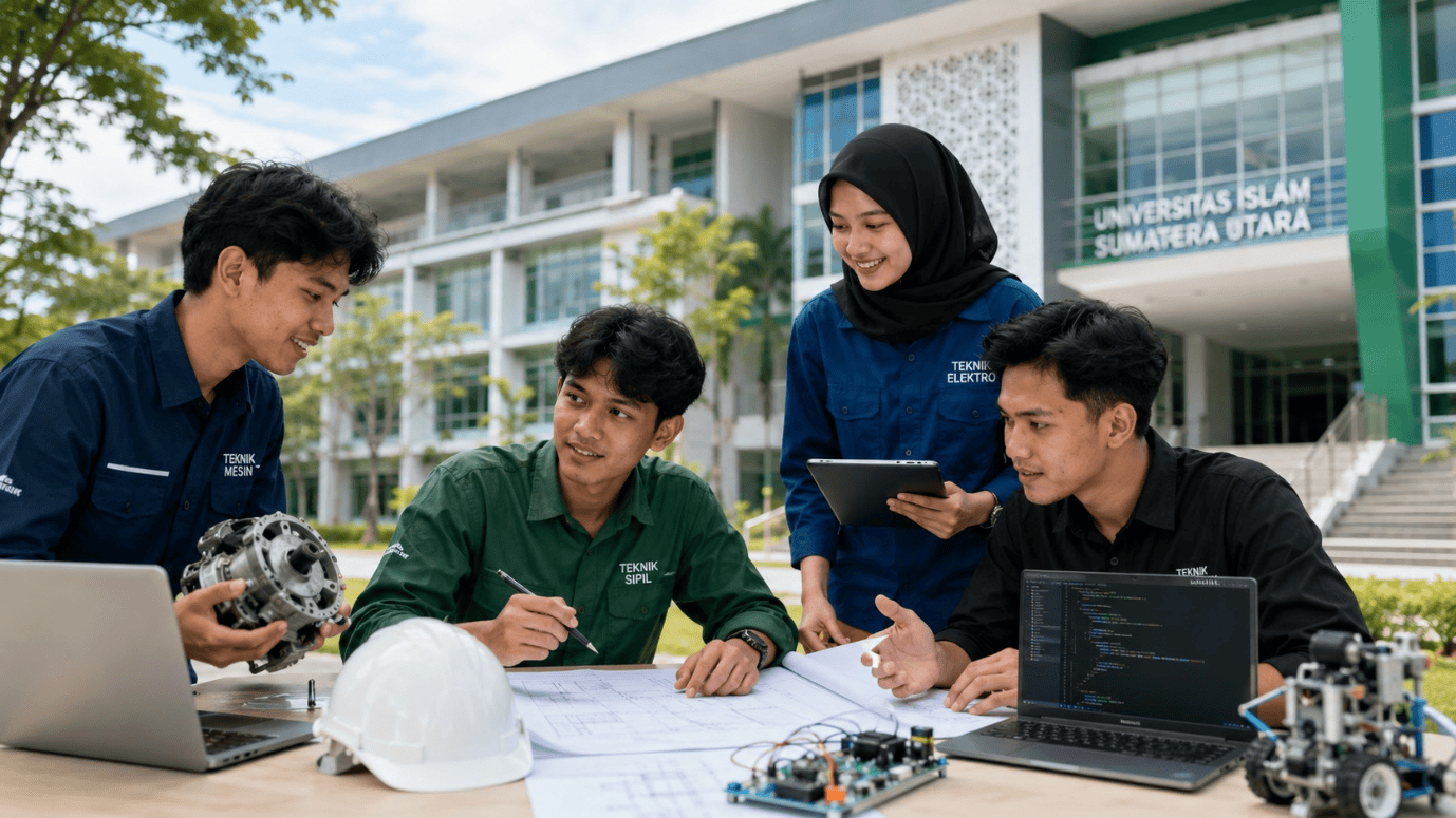 Universitas Islam Sumatera Utara atau UISU melalui Fakultas Teknik UISU menawarkan pilihan program studi teknik mesin, teknik sipil, teknik elektro, dan teknik informatika untuk mencetak lulusan unggul, profesional, dan berdaya saing.