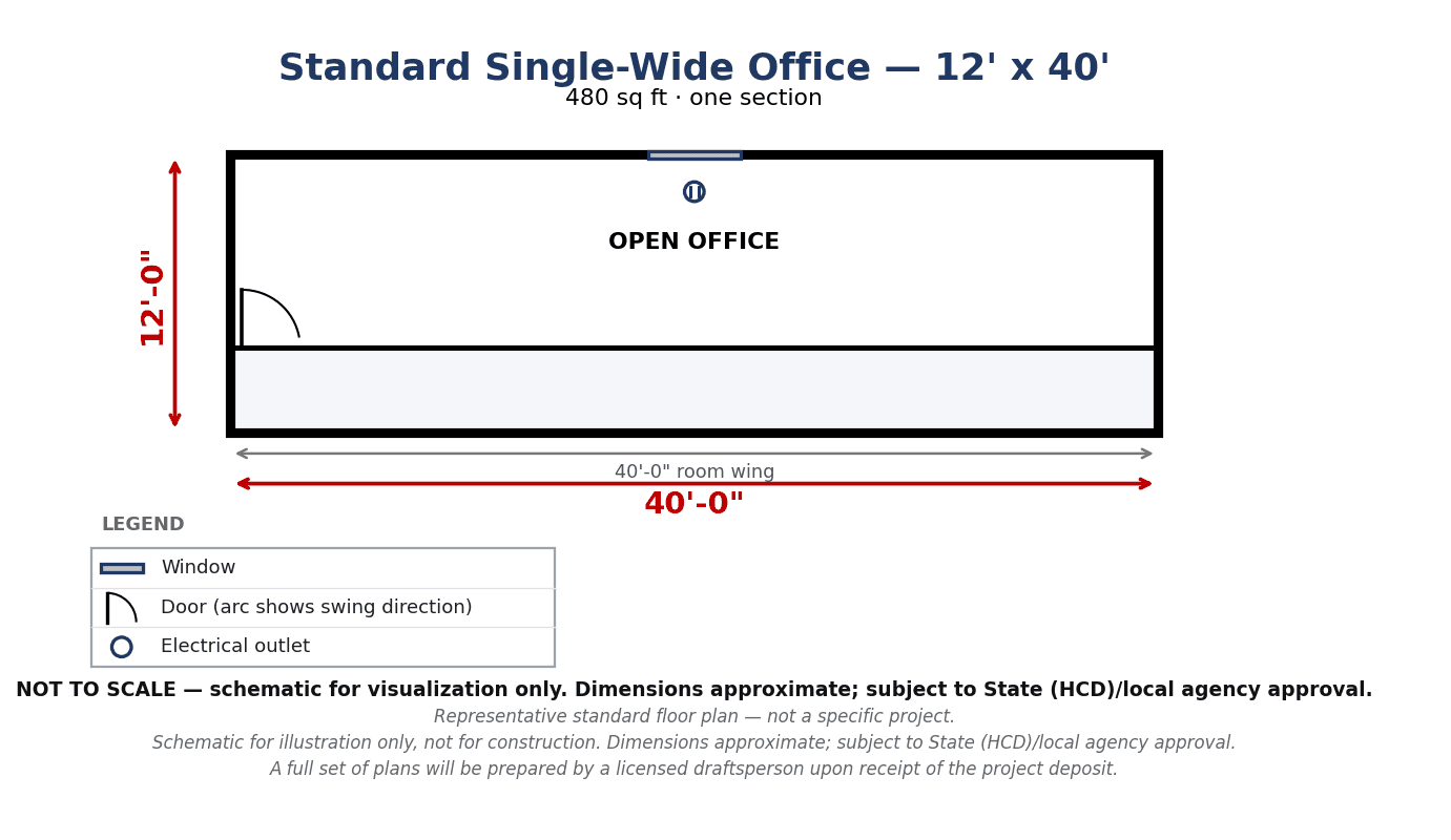 Representative floor plan of a standard single-wide agricultural ranch office