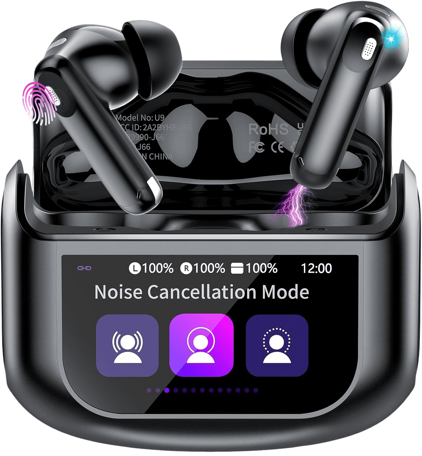 THUNELEC Earbuds with Smart Touch Screen & ANC