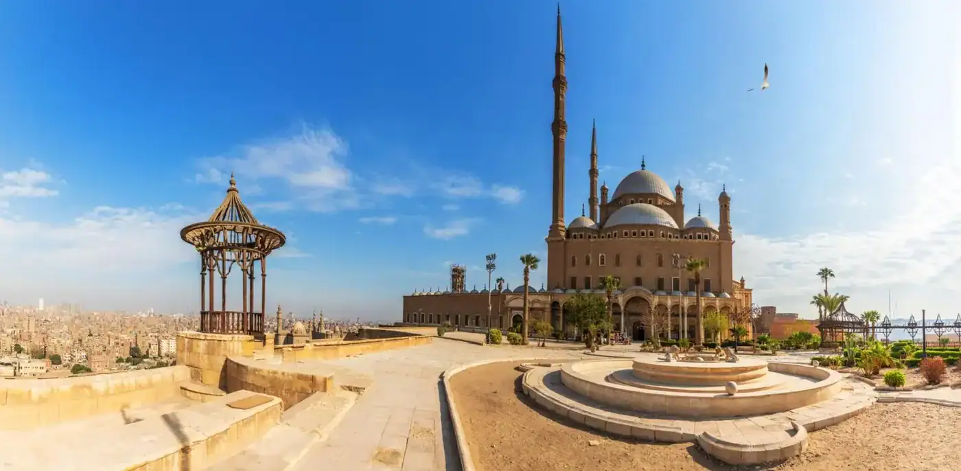 Panoramic Salah El-Din Citadel view over Cairo