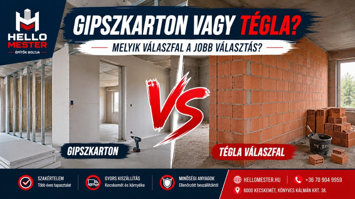 Gipszkarton válaszfal építése – gipszkarton vagy tégla válaszfal, HelloMester blog