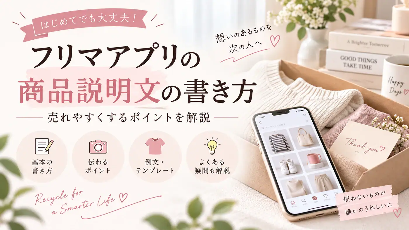 フリマアプリ商品説明分の書き方イメージ画像