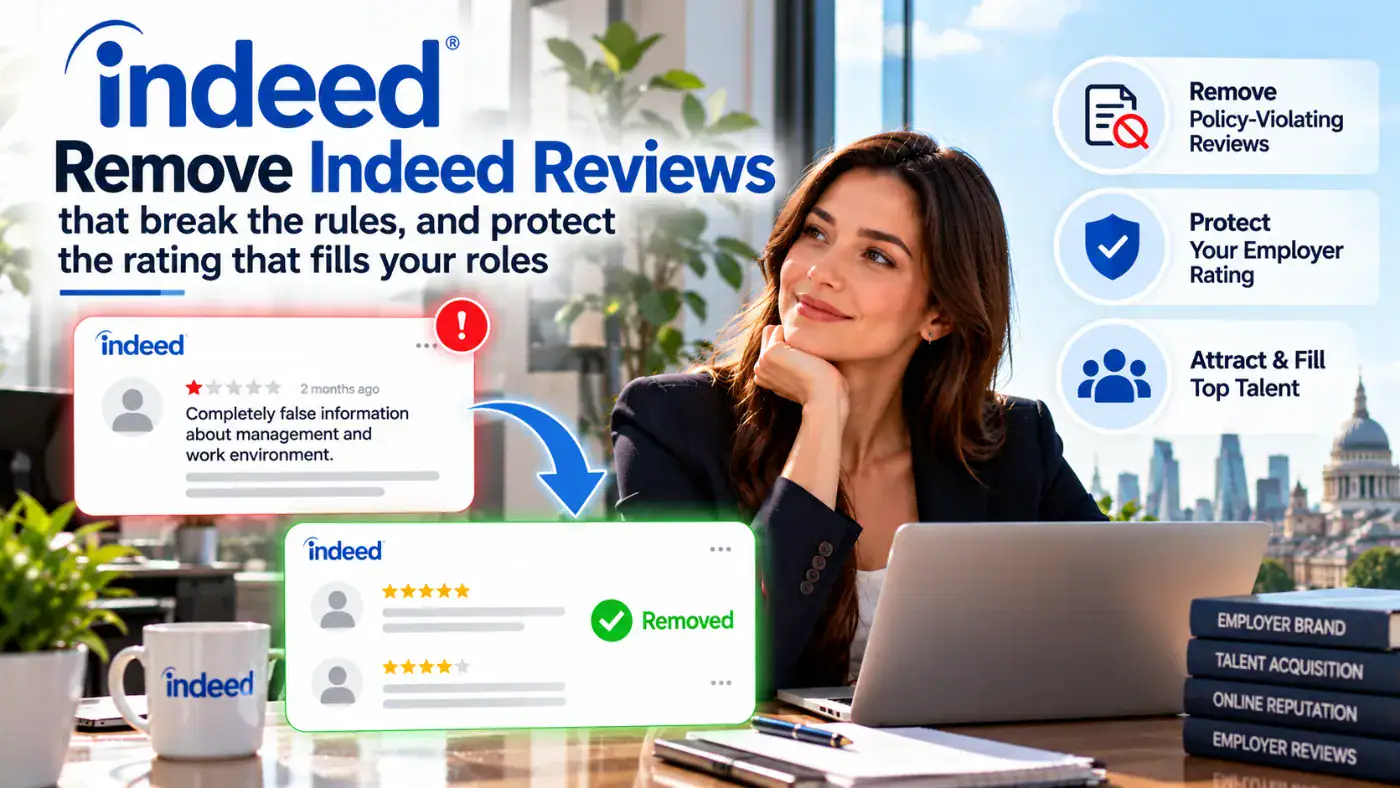 Remove Indeed reviews: a review with false information about management reported and removed