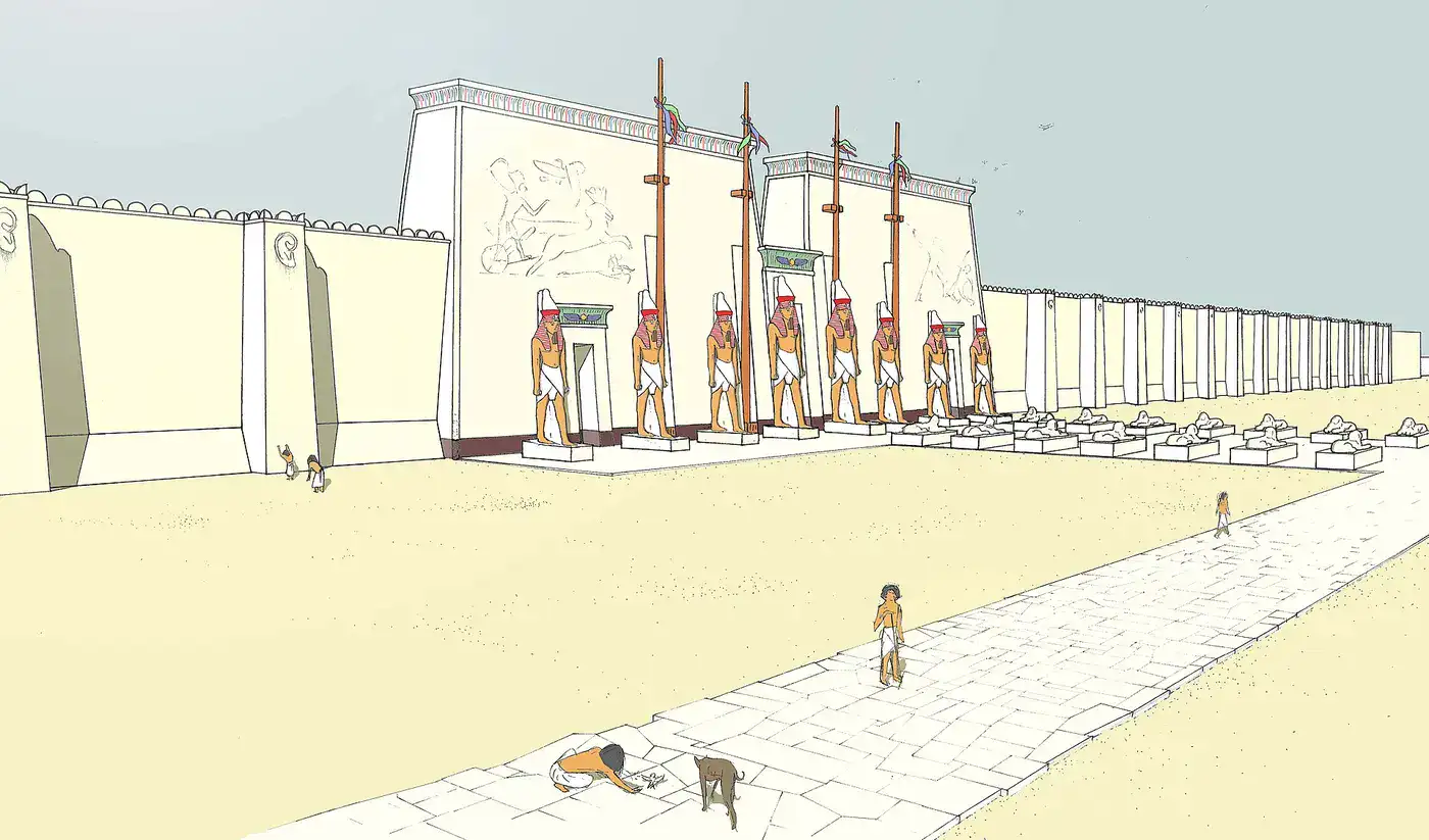 Reconstruction drawing of the great temple of Ptah