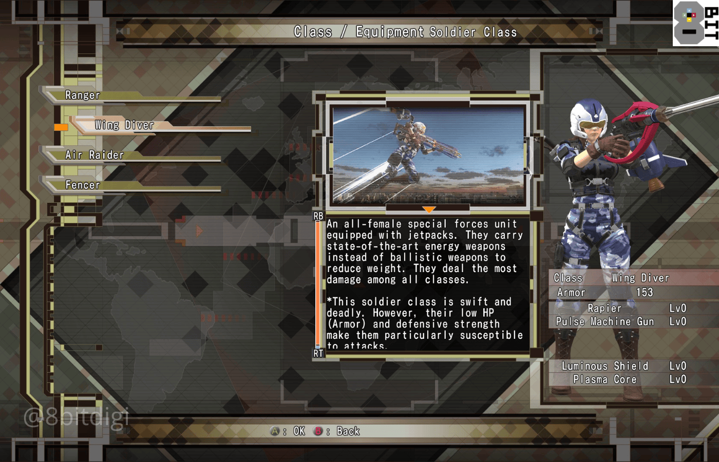 Class and equipment selection in Earth Defense Force 6. Review by Stan Rezaee of 8Bit/Digi, an independent news outlet that provides insight into the video game and fandom community of the San Francisco Bay Area.