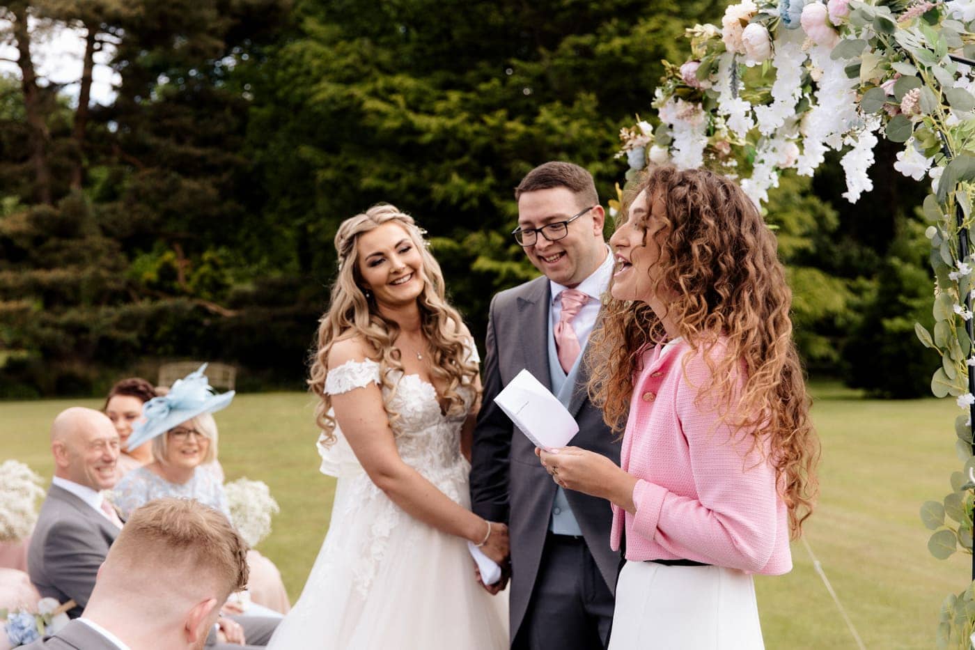 abbeywood estate outdoor wedding ceremony in cheshire