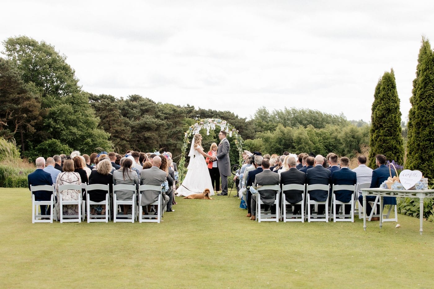 abbeywood estate outdoor wedding ceremony in cheshire