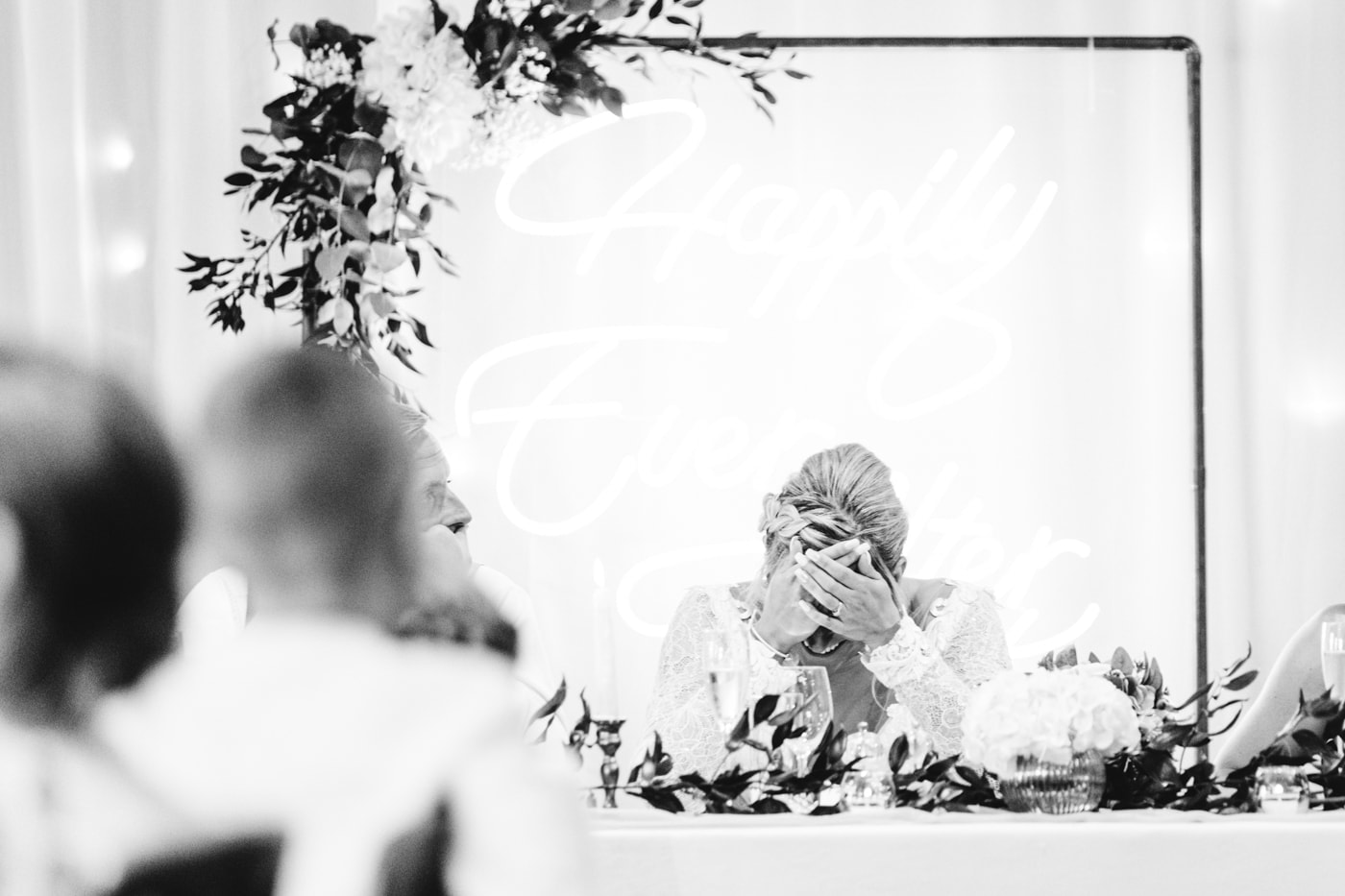 candid wedding photography taken during the speeches and outside in the grounds of heaton house farm in cheshire