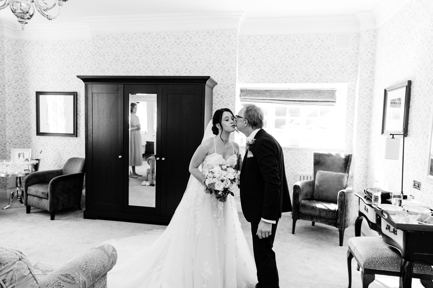 Staircase at Mottram Hall is good for bridal portraits