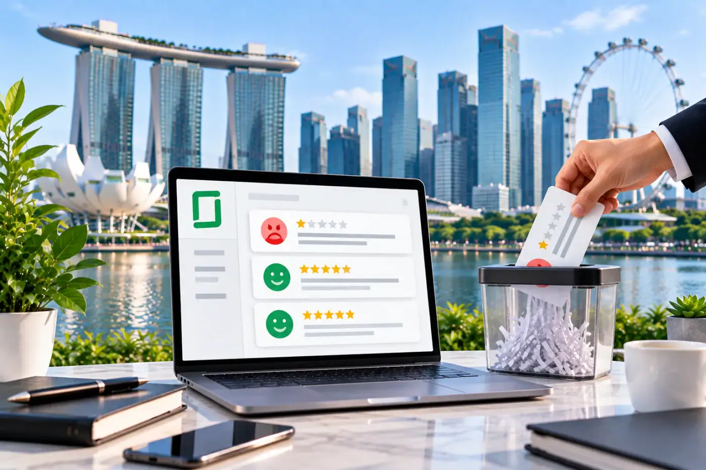 A damaging employer review being removed from a company profile in Singapore