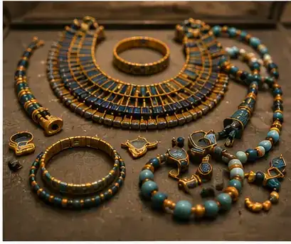 Ancient necklaces bracelets and gold jewelry