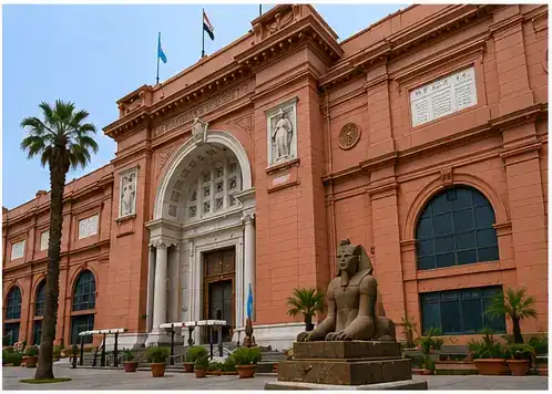 Historic Tahrir Square building and arched entrance