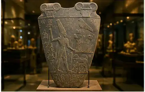 Narmer Palette showing early royal imagery and unification scenes