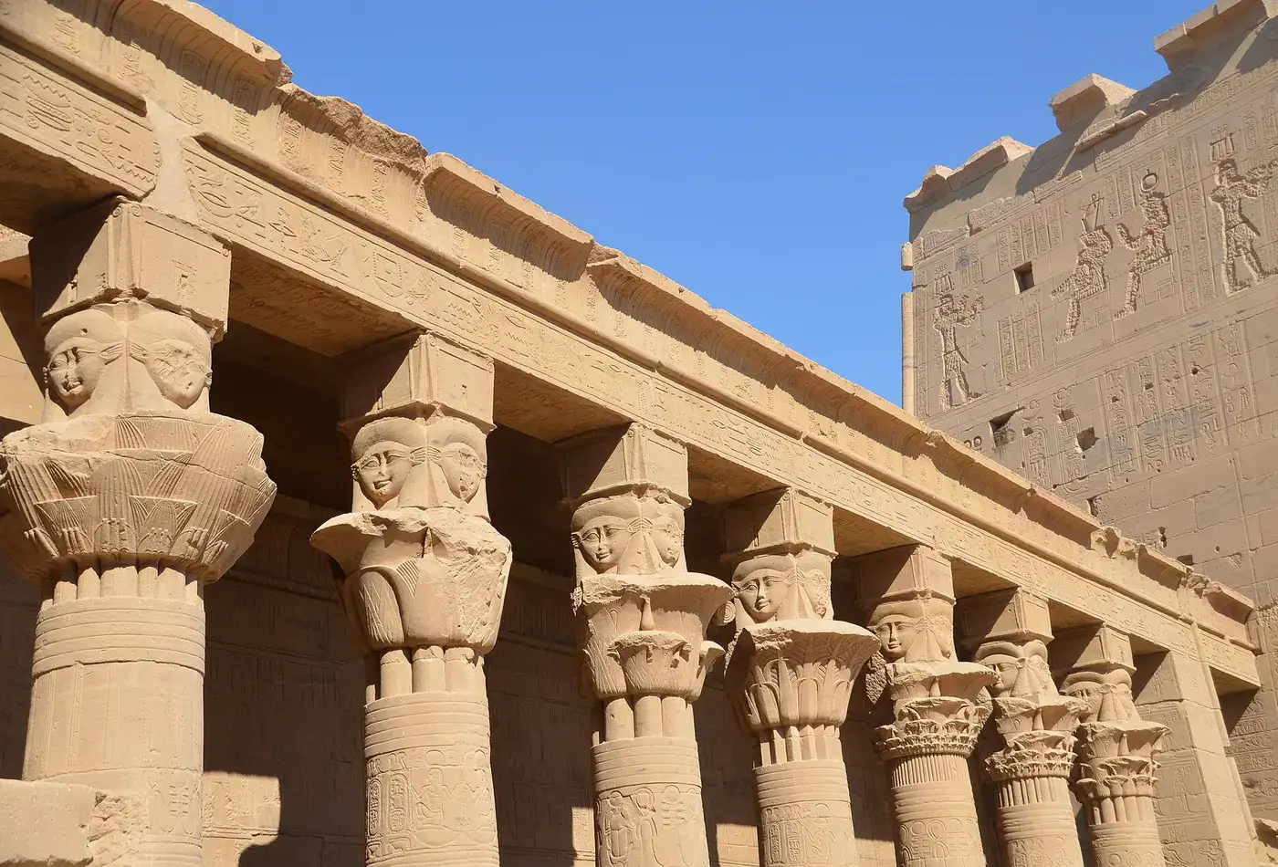 Hathor-headed columns of the mammisi birth house