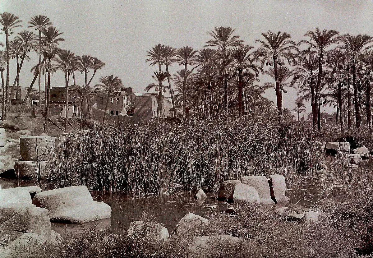Historic view of the Ptah temple area in ancient Memphis