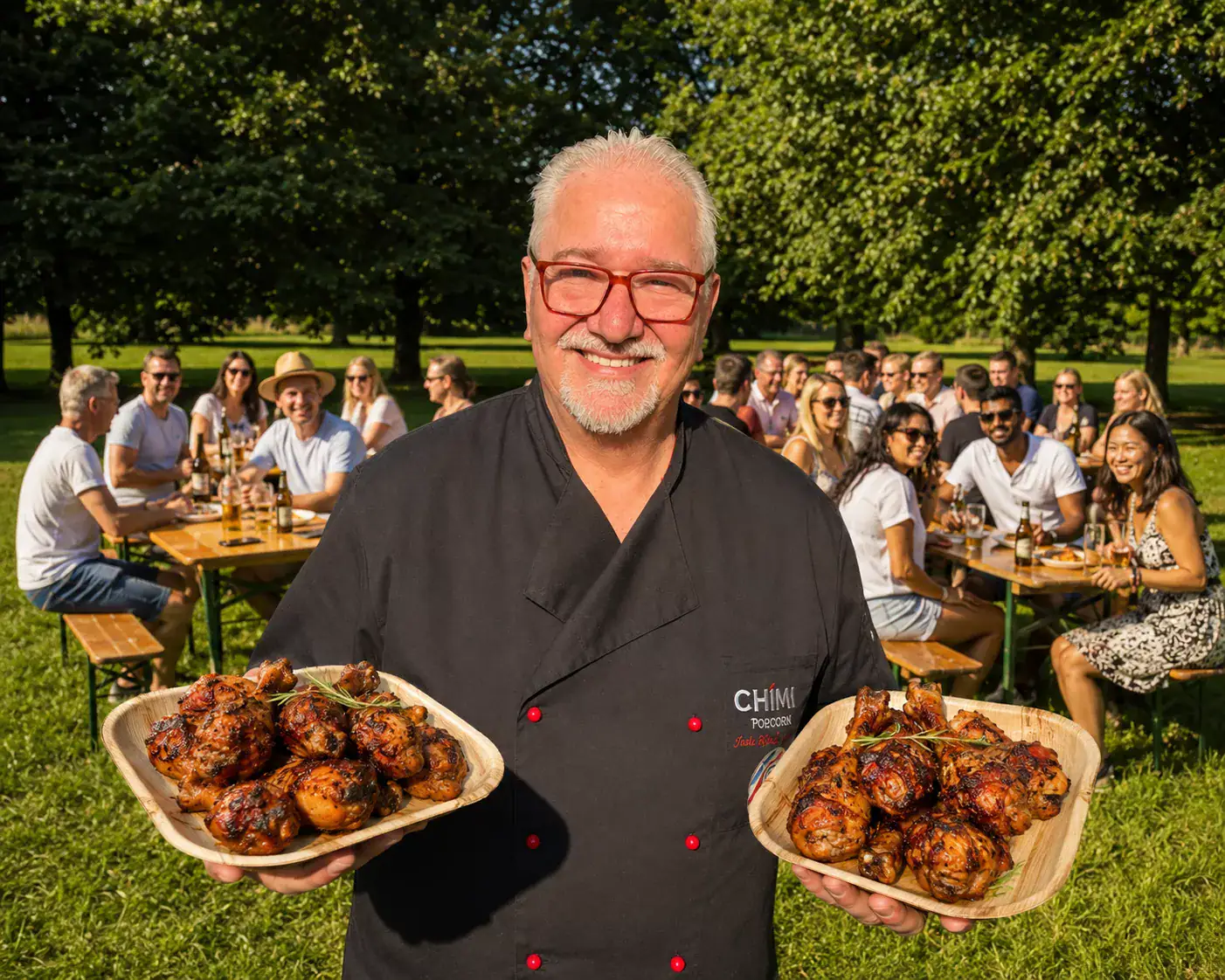 Grillteller auf einem Firmencatering im Freien