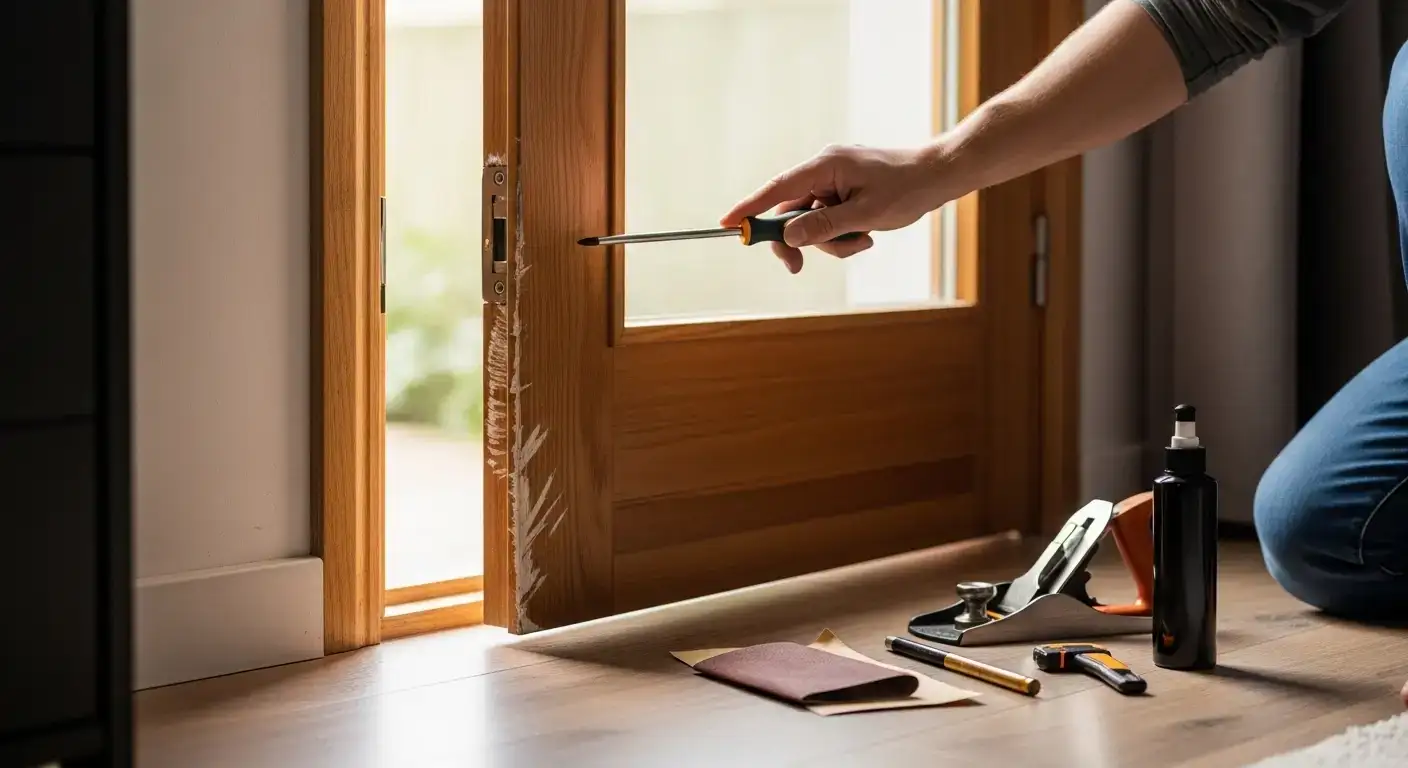 how to fix a sticking wooden door