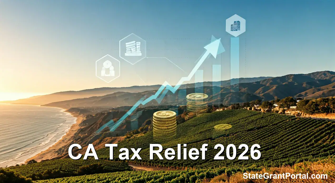 California landscape with growth chart representing 2026 Inflation Relief and Tax Credits