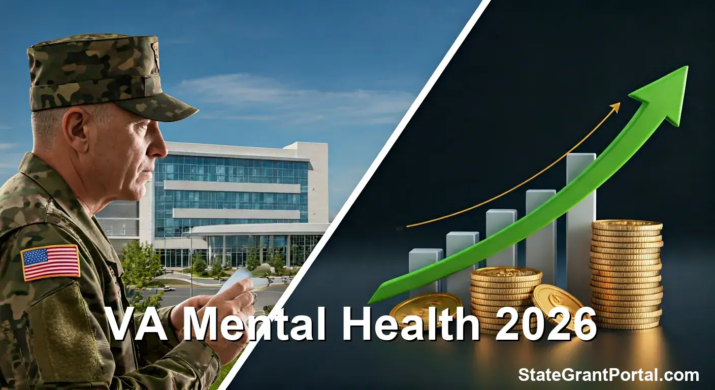 US Veteran looking at VA hospital split with DOGE efficiency budget graph and coins.