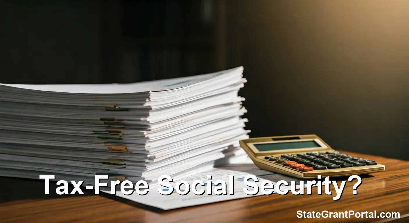 Stack of documents with text Tax-Free Social Security asking about 2026 benefits taxation