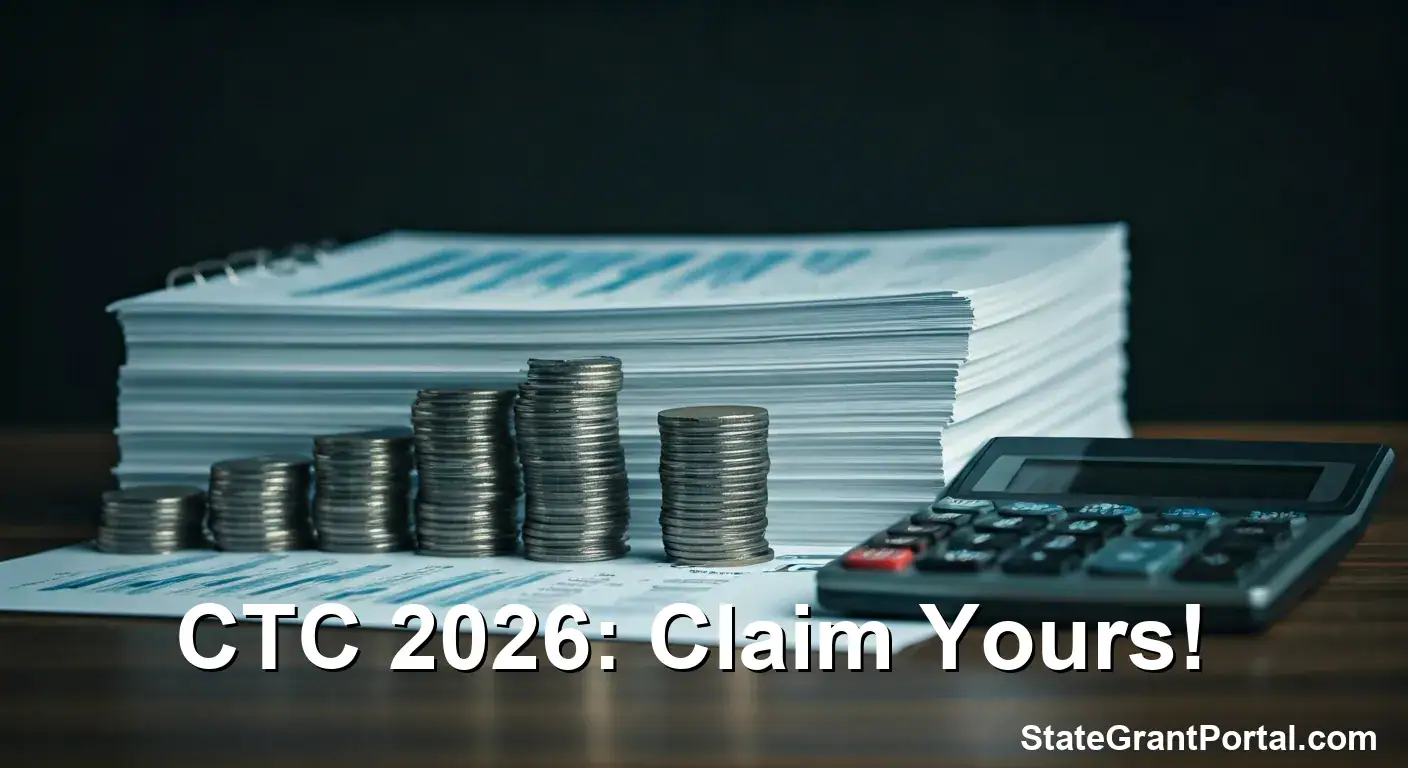 $3,600 Child Tax Credit 2026 guide text on desk with calculator.