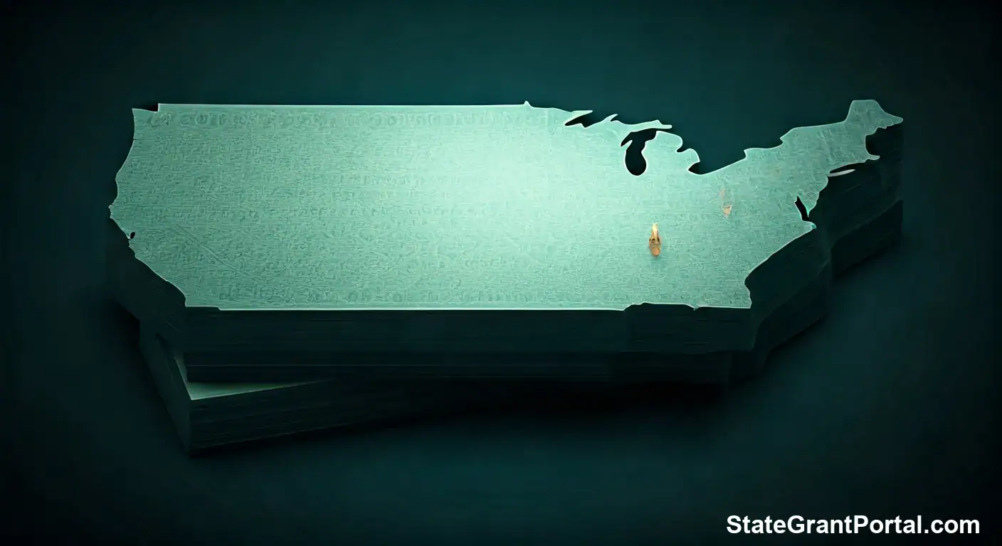 A stack of government refund checks in front of a capitol building representing budget surplus rebates.