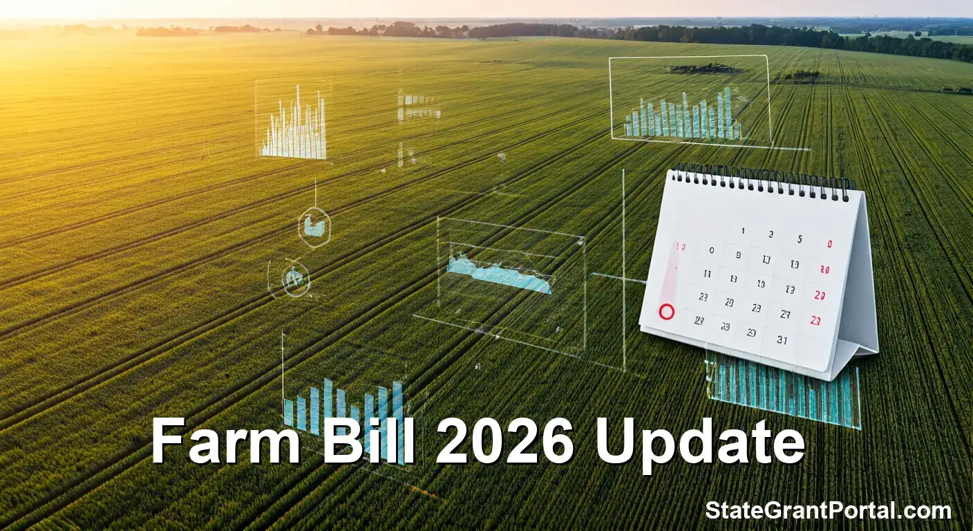 New Farm Bill Base Acre Rules 2026 update text with calendar and harvest charts.