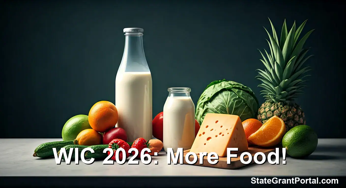 WIC Program 2026 food benefits including fresh fruits, vegetables, and milk.