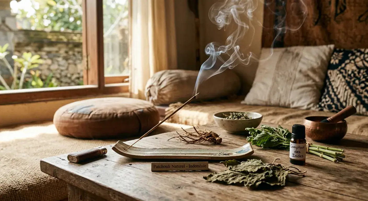Lire la suite à propos de l’article Encens Patchouli : origines, bienfaits et utilisation complète