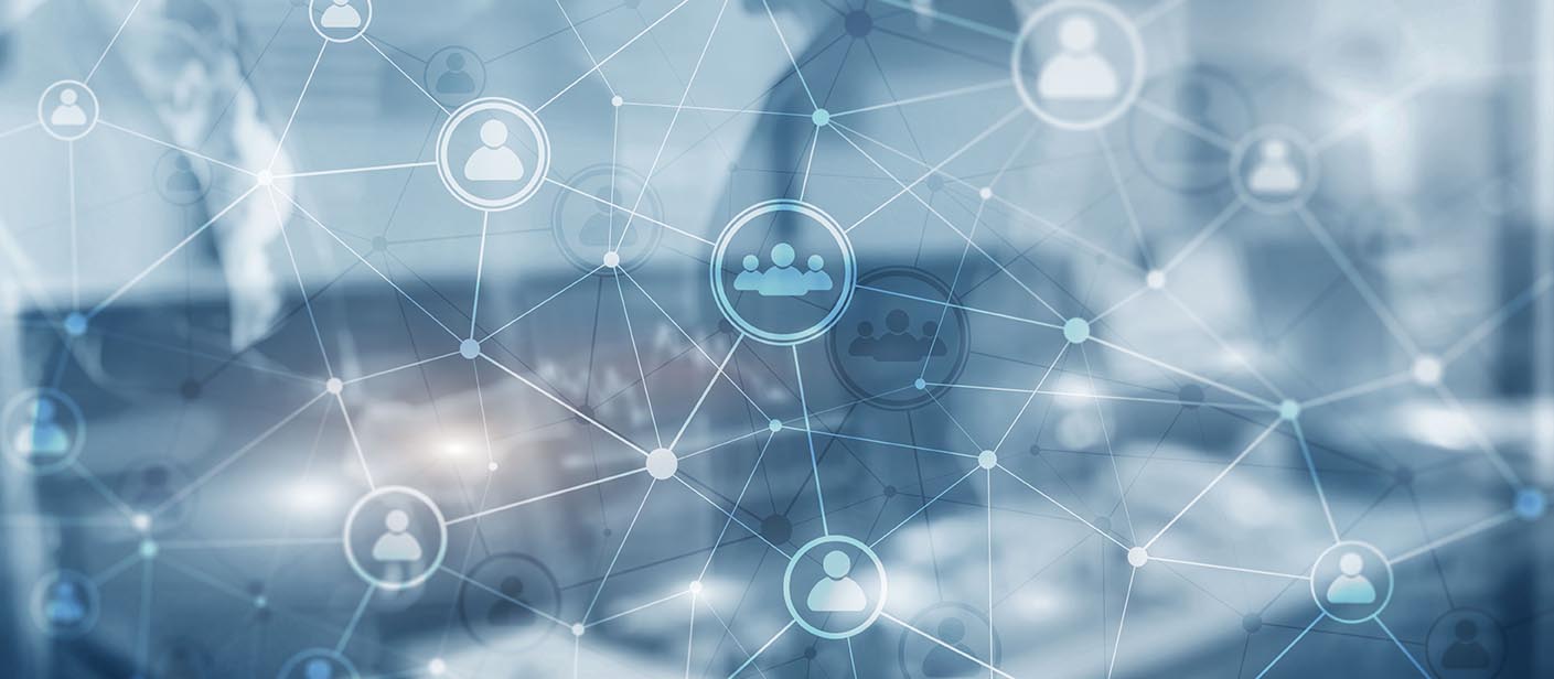 Chart showing how people and organizations are connected through social media.