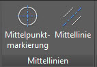 Mittelpunktmarkierung und Mittellinie