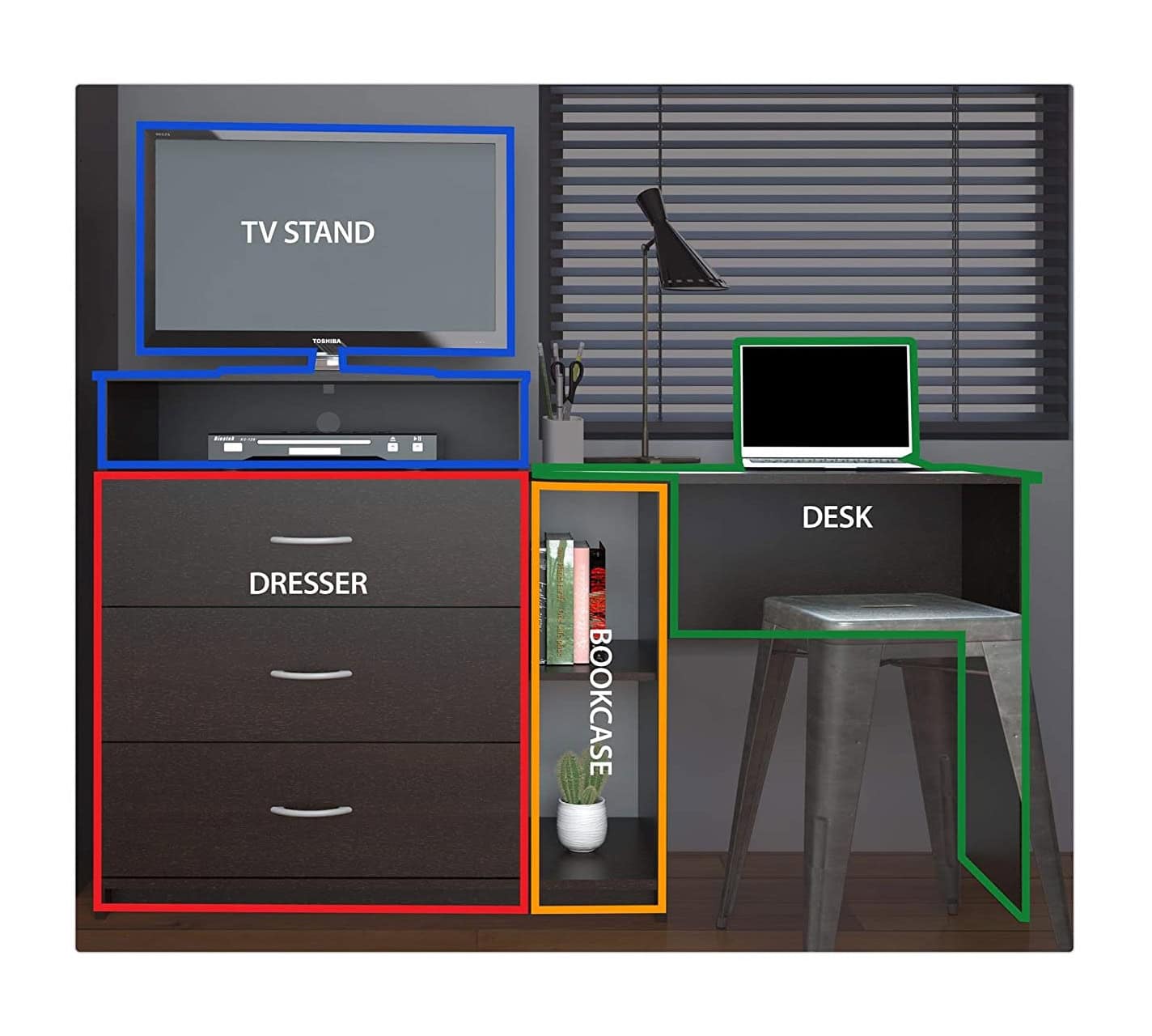 a diagram of a dresser desk