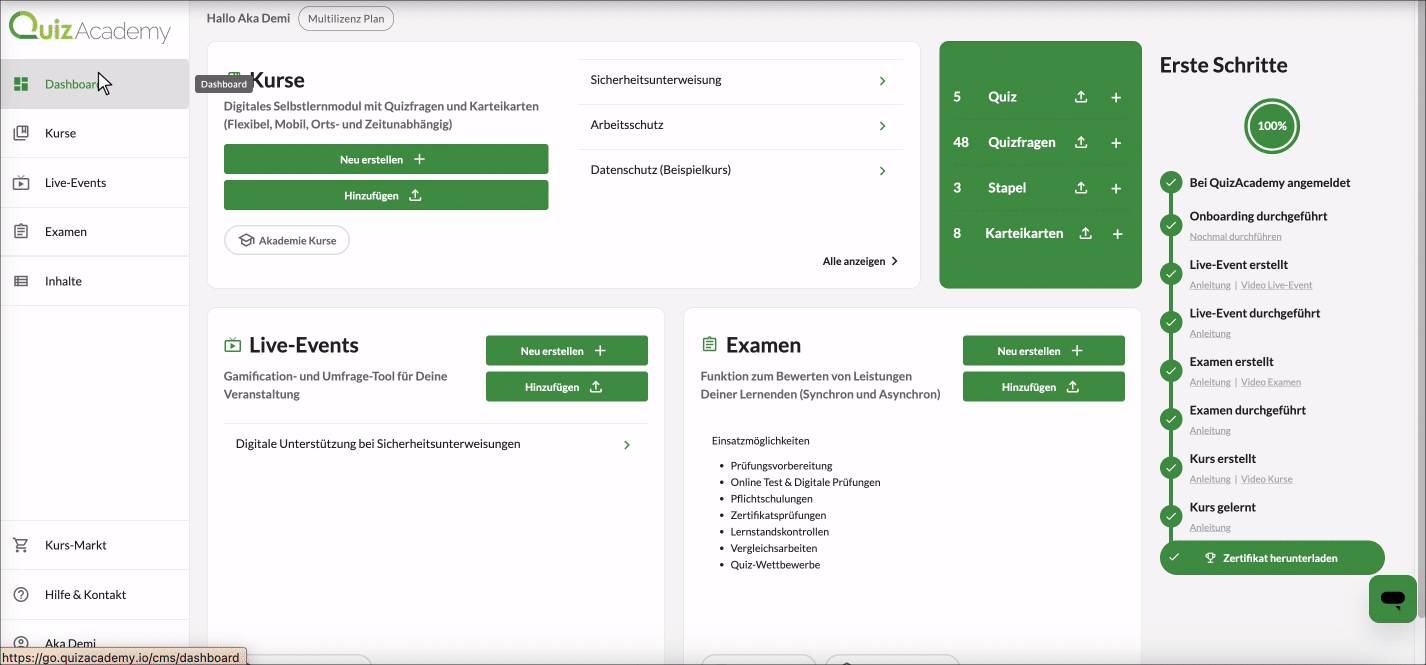 Neues Examen erstellen