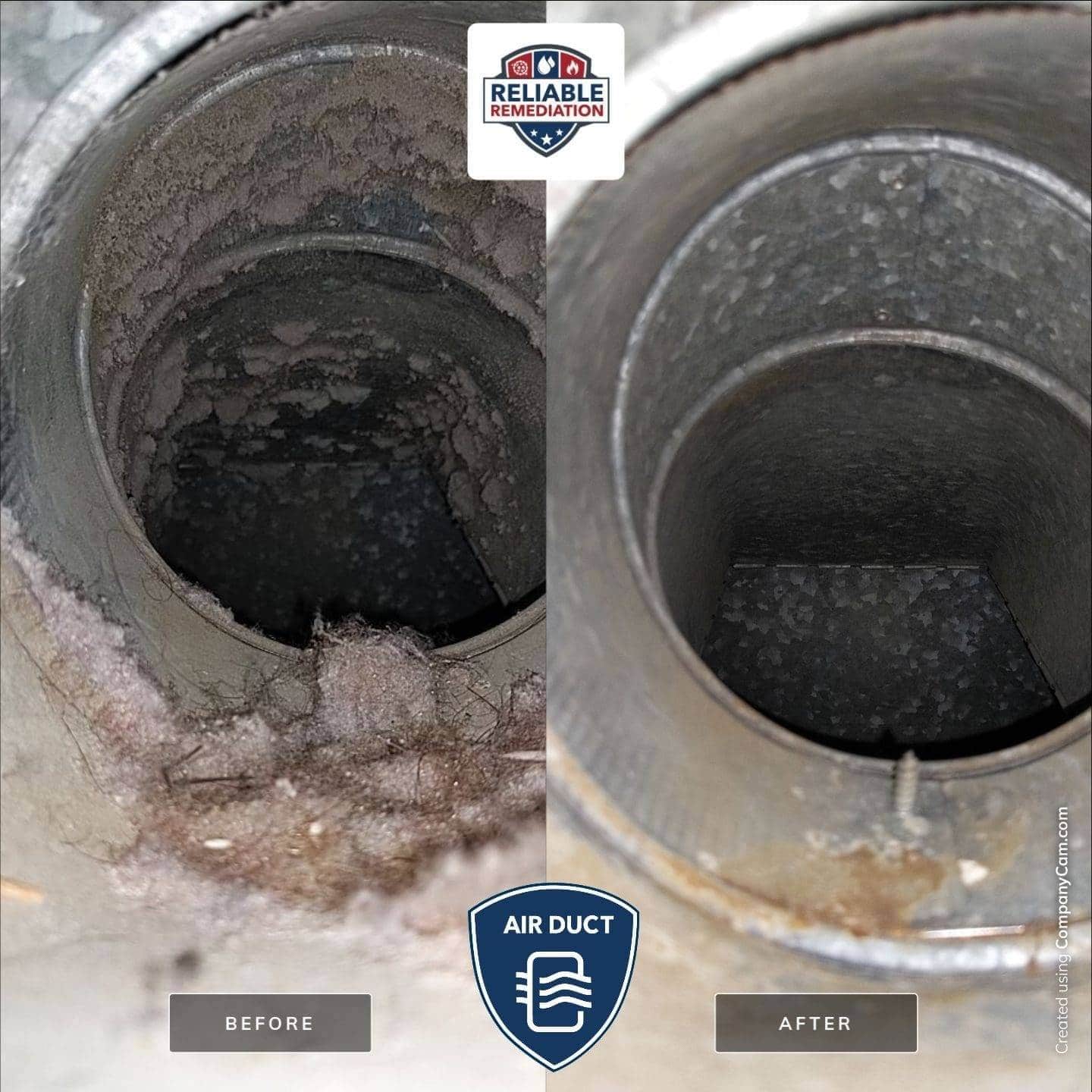 Duct cleaning before and after