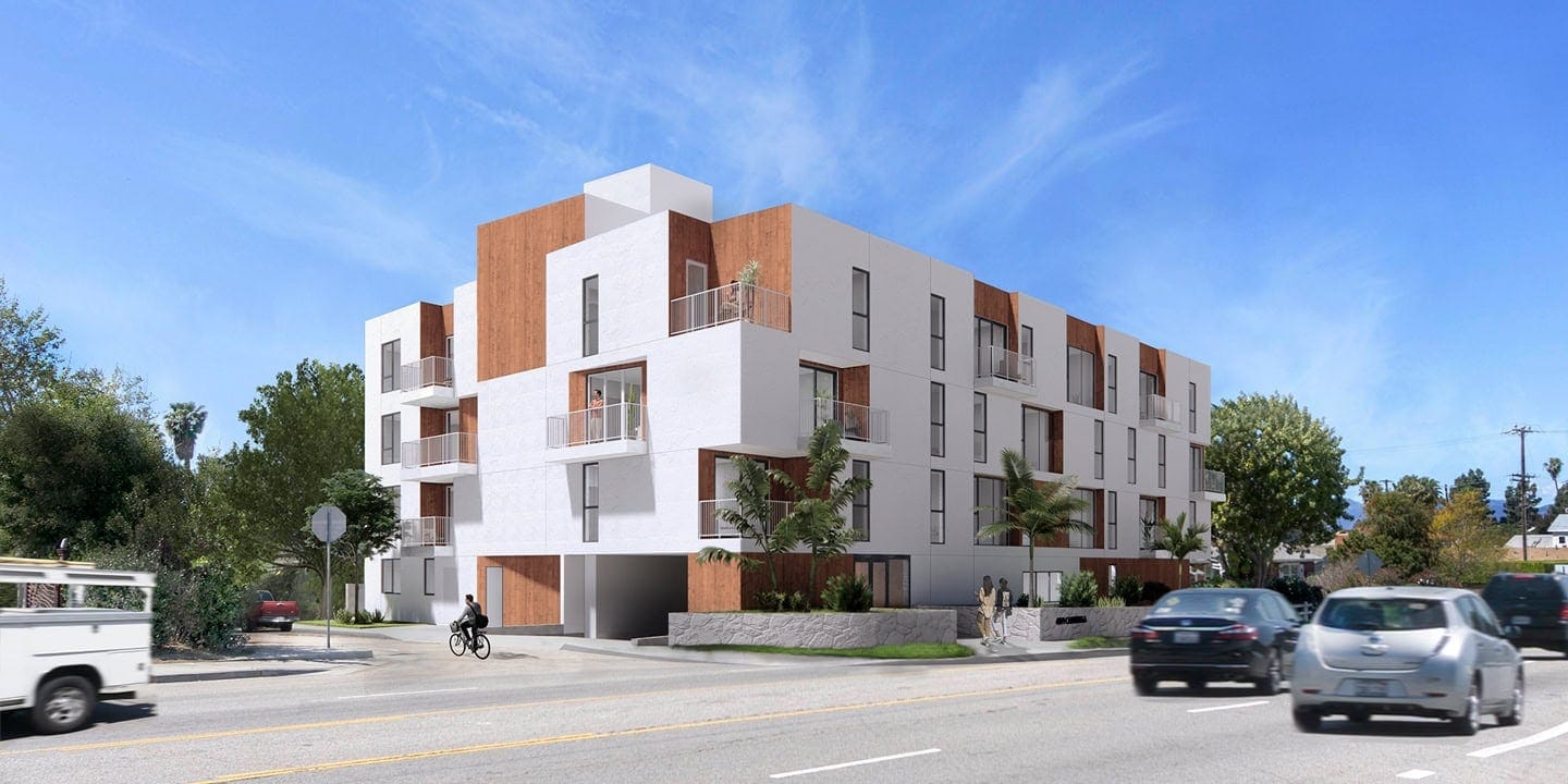 Contemporary multi-family residential building.