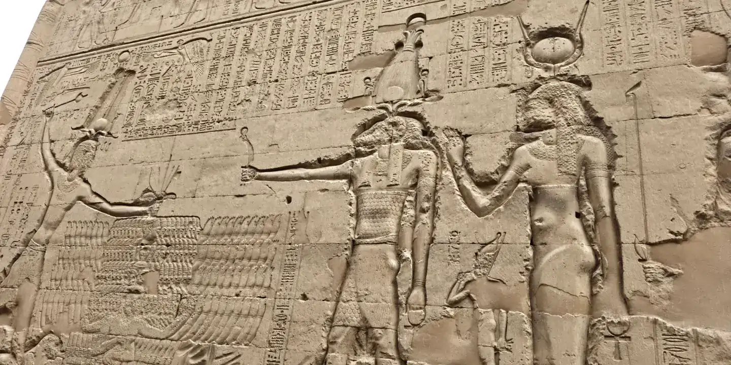 Relief of Khnum and other Egyptian deities at the Temple of Esna