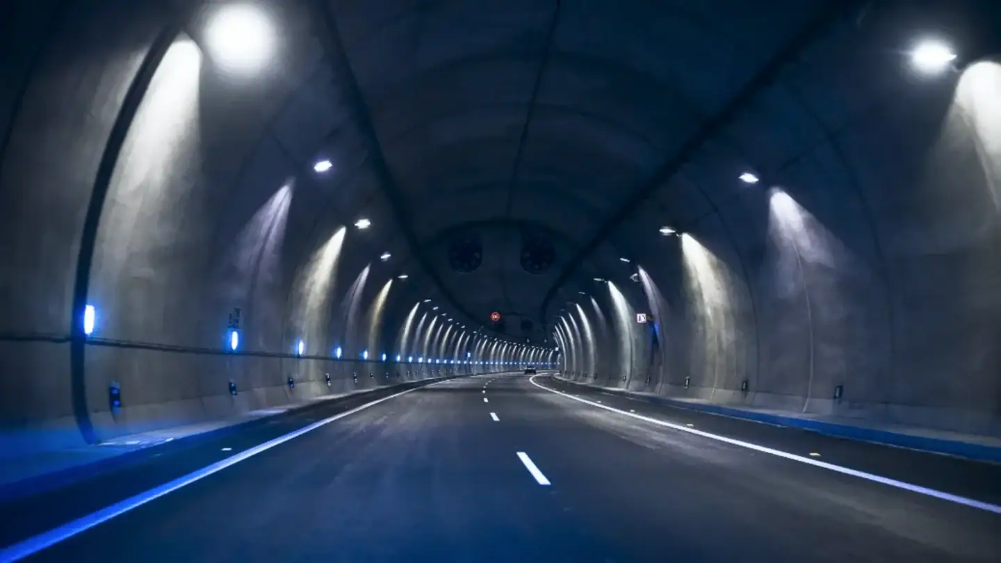 Interior view of the 2nd Coentunnel in the Netherlands with integrated monitoring infrastructure